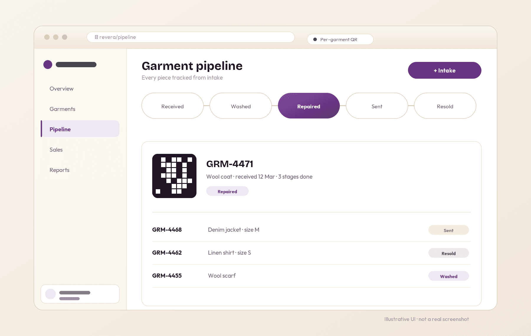 Revera — illustrative interface mockup