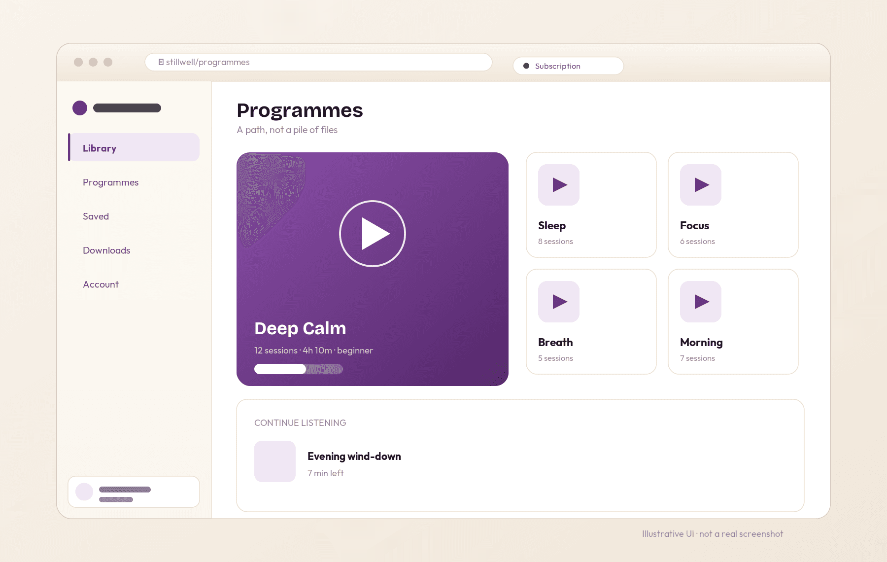 Stillwell — illustrative interface mockup